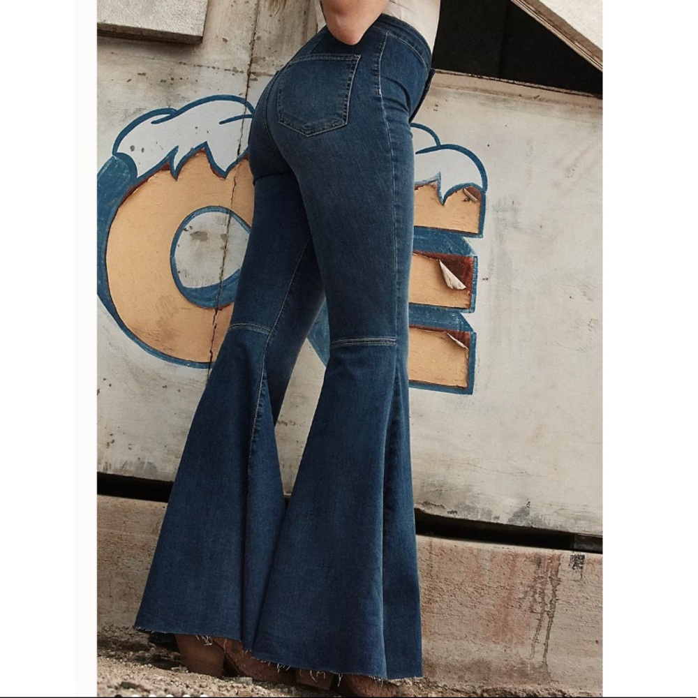 Free People Blue Flare & Wide Leg Jeans